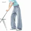 Jeans retro americanos de pierna ancha curvada para mujer, nuevo modelo 2026, de cintura alta, adelgazantes, que realzan la altura, versátiles, pantalones rectos hasta el suelo