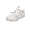 Versão em Couro de Tênis Casuais Estilo Ballet com Malha Respirável e Renda de Pérolas, Tênis de Treino Alemães com Solado Grosso, Sapatos Brancos de Couro Genuíno para Mulheres, Estilo Forrest Gump