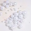 4-20mm Branco Puro ABS Imitação Pérola Furo Reto Pérola Redonda Contas Soltas Pulseira Pulseira DIY Espaçador de Contas Acessórios