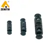 KS30070# venta directa de fábrica de una variedad de hebillas de resorte redondas negras de doble agujero y doble cabeza que pueden hacer de hebilla para dos cordones