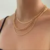 Estilo Bohemio Transfronterizo Europeo y Americano Cadena Plana Apilada Gargantilla Europea y Americana Moda Femenina de Moda Cadena de Metal con Forma de Hoja Collar