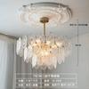 Candelabro de cristal de lujo ligero estilo francés para sala de estar, romántico estilo corte, color crema, estilo INS para dormitorio acogedor, comedor, candelabro con protección para los ojos