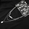 Collar hipster hip-hop de acero de titanio directo de fábrica para hombres y mujeres, collar de doble capa de perlas de acero bordado, colgante de ángel, cadena para suéter
