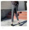 Jeans Harem Color Gris Humo Modelo Nuevo 2026 para Mujer, Estilo Coreano, Corte Holgado, Adelgazantes, Cintura Alta, Largo Tres Cuartos, Pantalones tipo Zanahoria Estilo Dad