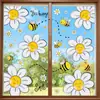 Pegatinas de Pared Estilo Bohemio Flor de Margarita Abejita Linda de Dibujos Animados Pegatinas de PVC Autoadhesivas Decoración de Pared de Dormitorio