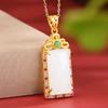 Collar de plata S925 con jade blanco y circón de Hetian, colgante estilo palacio de plata esterlina y oro antiguo para madre