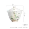 Moji pintado à mão bambu pálido cobertura de cerâmica tigela kung fu chá set jade lama porcelana branca underglaze cor esmalte interno turquesa tigela de chá verde