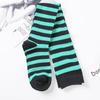 Medias de Moda Azul Marino con Rayas Arcoíris de Algodón Peinado al por Mayor Medias Altas de Algodón hasta la Rodilla Colores Caramelo Calcetines para Estudiantes
