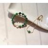 Pulseira Feminina Camada Dupla em Prata 925 Original com Olho de Tigre Verde Natural Presente de Aniversário Pequena Fresca Ajustável
