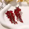 Pendientes de Flor de Iris de Metal de Cristal con Borlas de Moda de Lujo Ligero Estilo Ins Pendientes de Nicho Frescos y Elegantes para Mujer