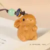 Palo de Rosa Sándalo Conejo Frontal Colgante para Teléfono Móvil Llavero DIY Colgante Colgante para Memoria USB de Coche Joyería del Conejo del Zodiaco