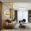 Tela de aço inoxidável de luxo leve, decoração moderna minimalista de metal vazado para entrada de sala de estar, grade divisória de arte em ferro estilo chinês novo