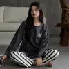Pijama Antibacteriano 100% Algodón Puro Clase 7A para Mujer, Estilo Dibujos Animados Nuevo Primavera y Otoño 2025, Ropa de Casa de Manga Larga y Pantalón Largo 100% Algodón