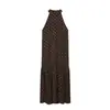 Vestido Maxi Feminino Europeu Americano AliExpress Venda Quente Moda Poá Gola Halter Ombro a Ombro