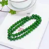 Collar de jade nefrita de Taiwán nuevo collar de jade color jaspe de 10 mm jade cuarcita verde yang collar para dama al por mayor