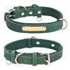 Perro Mascota Perro Cuero Grabado Collar Anti-Tirón Anti-Pérdida Color Sólido Gato Paseo Perro Perro Pequeño y Mediano Collar de Cuello
