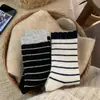 Meias para Outono e Inverno, Meia-Calça, Engrossadas, Quentes, Estilo Coreano, Listradas, Ins Retrô, Meias de Inverno Largas Atacado
