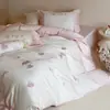 2026 Novo Algodão Puro Algodão de Fibra Longa Luxo Leve Bordado Roupa de Cama Conjunto de Quatro Peças Coração de Menina 100S Todo Algodão Conjunto de Capa de Edredom Lençol de Cama