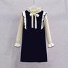 Vestido Suéter de Niña Otoño e Invierno Nuevo Vestido Suéter de Cuello de Perlas para Niña Tejido para Niños Medianos y Grandes Vestido Base