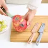 Cuchillo de fruta de acero inoxidable, utensilio de cocina, pelador portátil con funda, pelador de frutas colgante