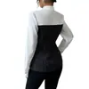 En Stock 2024 Amazon Otoño e Invierno Nueva Camisa de Rayas Patchwork de Cuello de Camisa de un Solo Botón Transfronteriza Europea y Americana