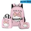 3D Nuevo HelloKitty Dibujo Animado Sanrio Hello Kitty Bolso Mochila Lonchera Estuche Tres Piezas