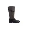 Botas Altas Estilo Celebridad para Mujer Otoño Invierno Bloque de Color Fruncidas Hebilla de Cinturón Botas de Montar Pequeñas No por Encima de la Rodilla Botas Vaqueras