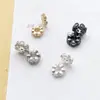 6 Aleación Incrustada Circonita Oro Rosa Blanco Forma de Flor Accesorios Espaciadores Accesorios para Pulseras DIY para Ensartar Pulseras de Cristal