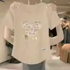 Comércio Exterior Transfronteiriço Liberação Estoque Grande Marca Etiqueta Cortada Camiseta Feminina Manga Curta Tamanho Grande Top Solto Roupa de Mãe Cobertura da Barriga