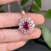Colgante de Granate de Magnesio y Aluminio Natural Puro, Finamente Elaborado con Plata de Ley S925, Piedra Principal 6*7mm