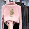 Camiseta base para niñas con forro polar, camiseta casual de manga larga con cuello redondo, ropa interior de otoño/invierno, top de cuello semi-alto para niños