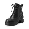 Botines estilo Martin con cordones de moda de 10 cm estilo británico, nueva colección otoño/invierno 2026, punta redonda, suela gruesa, tacón grueso, botines de tobillo de tacón alto