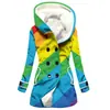 Casaco Trench Coat Feminino 2023 Novo, Quente para o Inverno, Estilo Europeu e Americano, Patchwork Colorido, Com Capuz, Venda Quente Transfronteiriça, Atacado