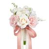 Noiva em Casamento Segurando Buquê Artificial de Rosas Cor Champagne, Buquê Decorativo de Flores de Seda, Sensação de Alto Padrão para a Noiva