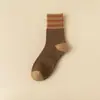 Calcetines Gruesos de Rizo para Hombres y Mujeres, Calcetines Gruesos de Felpa con Forro Polar hasta la Mitad de la Pantorrilla, Calcetines Rayados Cálidos de Invierno y a Prueba de Frío hasta la Mitad de la Pantorrilla