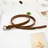 Cinto feminino de couro macio, moderno e versátil, fivela de pino preta, estilo coreano, cinto fino simples e elegante para estudantes