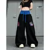 Fabricante Original Retro Americano Pantalones Deportivos de Doble Cintura con Parche de Letras Unisex Pierna Ancha Suelta Costa Oeste