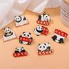 Broche de flor de panda vermelho, crachá de presente fofo, crachá de desenho animado, impressão de metal, tinta, roupas, bolsa, decorações