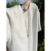 Camiseta de Verano para Hombre Gris Suave Estructura Pegajosa Cuello Redondo Manga Corta Estilo Delgado Sensación Perezosa Relajada Manga Media Rogue Americano Fresco Elástica
