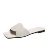 2026 Verano Mujer Lentejuela Pedrería Suela Plana Suela Suave Una Correa Cómodas Casual Chanclas Mujer Al por Mayor Sandalias de Tira