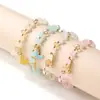 Pulsera de Cristal Imitación Jade Esmaltado Mariposa para Niños Pulsera de Cuentas Verano Niñas Puesto de Guardería