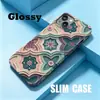 Estuche de película retro tallado artístico rosa y verde más vendido transfronterizo 18pm de una sola capa con agujero grande Funda protectora de cobertura total para iPhone 18