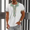 Camiseta de Manga Corta con Estampado 3D Estilo Étnico Retro Europeo y Americano 2025 Nueva Primavera y Verano para Hombre Cuello Redondo Ojo de Horus