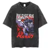 Estilo Lavável Transfronteiriço Popular Anime Berserk Estampa Camiseta Lavada Masculina Camiseta de Alta Qualidade Réplica