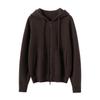 Cárdigan de Cachemira para Mujer 100% Cachemira Pura Nuevo con Capucha Cremallera Holgado Moda Tejido Suéter Cálido Chaqueta