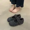 Zapatos de Plataforma Mary Jane de Lana con Piel para Mujer 2026 Otoño/Invierno Forro Cálido Zapatos Individuales Velcro Birken Zapatos de Algodón