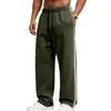 Pantalones de Chándal Anchos para Hombre de Peso Pesado con Forro de Felpa, Rayas Laterales Tejidas, Cintura Elástica con Cordón y Diseño de Pierna Recta, Transfronterizos 2026