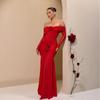 Amazon Primavera Nuevo Vestido Sexy de Tubo de Gama Alta Vestido Largo Moda Elegante Vestido con Costuras Plisadas