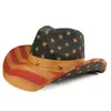 Punto Turístico Escénico de la Bandera Americana Transfronterizo Estilo Étnico al Aire Libre Sombrero de Vaquero Occidental Sombrero de Paja con Protección Solar Sombrero Jazz Sombrero Sombrero