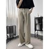 Pantalones Negros Antiarrugas de Alta Calidad para Hombre Sueltos Modernos Rectos Estilo Coreano Negros Slim para Traje